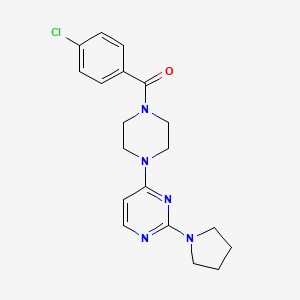 molecular formula C19H22ClN5O B5590036 4-[4-(4-chlorobenzoyl)-1-piperazinyl]-2-(1-pyrrolidinyl)pyrimidine 