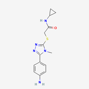 molecular formula C14H17N5OS B5590050 2-{[5-(4-aminophenyl)-4-methyl-4H-1,2,4-triazol-3-yl]thio}-N-cyclopropylacetamide 