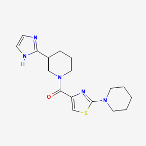 molecular formula C17H23N5OS B5590065 3-(1H-imidazol-2-yl)-1-{[2-(1-piperidinyl)-1,3-thiazol-4-yl]carbonyl}piperidine 