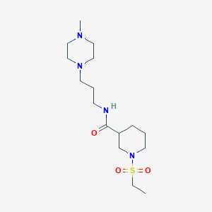 molecular formula C16H32N4O3S B5590101 1-(ethylsulfonyl)-N-[3-(4-methyl-1-piperazinyl)propyl]-3-piperidinecarboxamide 
