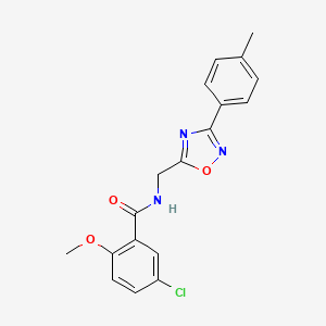 molecular formula C18H16ClN3O3 B5590236 5-chloro-2-methoxy-N-{[3-(4-methylphenyl)-1,2,4-oxadiazol-5-yl]methyl}benzamide 
