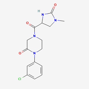 molecular formula C15H17ClN4O3 B5590251 1-(3-chlorophenyl)-4-[(1-methyl-2-oxo-4-imidazolidinyl)carbonyl]-2-piperazinone 