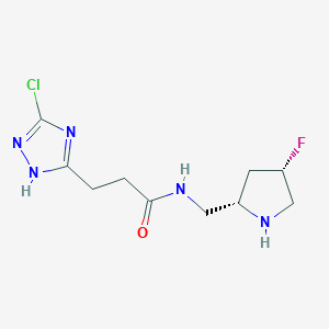 molecular formula C10H15ClFN5O B5590473 3-(3-chloro-1H-1,2,4-triazol-5-yl)-N-{[(2S,4S)-4-fluoropyrrolidin-2-yl]methyl}propanamide 