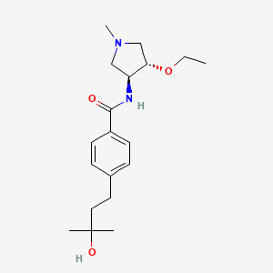 molecular formula C19H30N2O3 B5590482 N-[(3S,4S)-4-ethoxy-1-methylpyrrolidin-3-yl]-4-(3-hydroxy-3-methylbutyl)benzamide 