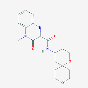 molecular formula C19H23N3O4 B5590570 N-1,9-dioxaspiro[5.5]undec-4-yl-4-methyl-3-oxo-3,4-dihydroquinoxaline-2-carboxamide 