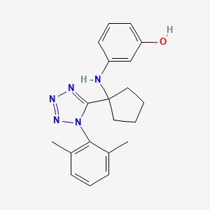 molecular formula C20H23N5O B5590668 3-[[1-[1-(2,6-Dimethylphenyl)tetrazol-5-yl]cyclopentyl]amino]phenol 