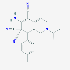 molecular formula C22H23N5 B5590709 6-AMINO-8-(4-METHYLPHENYL)-2-(PROPAN-2-YL)-1,2,3,7,8,8A-HEXAHYDROISOQUINOLINE-5,7,7-TRICARBONITRILE 