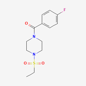 molecular formula C13H17FN2O3S B5590757 [4-(ETHYLSULFONYL)PIPERAZINO](4-FLUOROPHENYL)METHANONE 