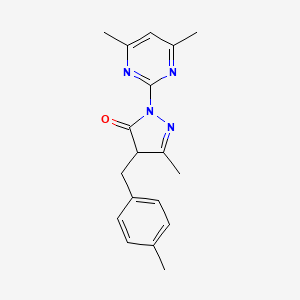 molecular formula C18H20N4O B5591149 2-(4,6-dimethylpyrimidin-2-yl)-5-methyl-4-(4-methylbenzyl)-2,4-dihydro-3H-pyrazol-3-one 