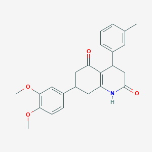 molecular formula C24H25NO4 B5591184 7-(3,4-DIMETHOXYPHENYL)-4-(3-METHYLPHENYL)-1,2,3,4,5,6,7,8-OCTAHYDROQUINOLINE-2,5-DIONE 