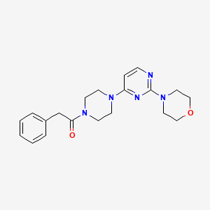 molecular formula C20H25N5O2 B5591303 4-{4-[4-(phenylacetyl)-1-piperazinyl]-2-pyrimidinyl}morpholine 