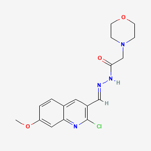 molecular formula C17H19ClN4O3 B5591336 N'-[(E)-(2-chloro-7-methoxyquinolin-3-yl)methylidene]-2-(morpholin-4-yl)acetohydrazide 