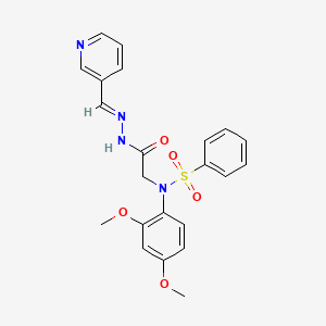 molecular formula C22H22N4O5S B5591642 N-(2,4-DIMETHOXYPHENYL)-N-({N'-[(E)-(PYRIDIN-3-YL)METHYLIDENE]HYDRAZINECARBONYL}METHYL)BENZENESULFONAMIDE 