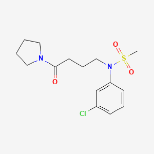 molecular formula C15H21ClN2O3S B5591727 N-(3-chlorophenyl)-N-[4-oxo-4-(pyrrolidin-1-yl)butyl]methanesulfonamide 