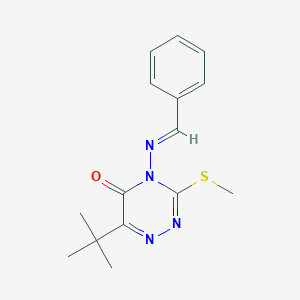 molecular formula C15H18N4OS B5592058 6-tert-butyl-3-(methylthio)-4-{[(E)-phenylmethylidene]amino}-1,2,4-triazin-5(4H)-one 