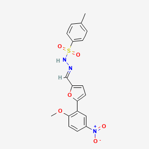 molecular formula C19H17N3O6S B5592068 N-[(E)-[5-(2-methoxy-5-nitrophenyl)furan-2-yl]methylideneamino]-4-methylbenzenesulfonamide 