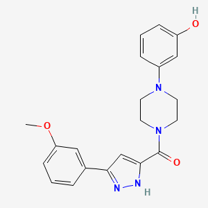 molecular formula C21H22N4O3 B5592083 [4-(3-hydroxyphenyl)piperazin-1-yl]-[3-(3-methoxyphenyl)-1H-pyrazol-5-yl]methanone 