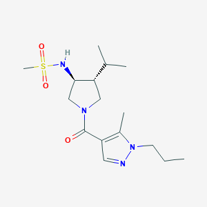 molecular formula C16H28N4O3S B5592110 N-[(3S,4R)-1-(5-methyl-1-propylpyrazole-4-carbonyl)-4-propan-2-ylpyrrolidin-3-yl]methanesulfonamide 
