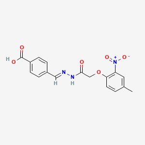 molecular formula C17H15N3O6 B5592163 4-[(Z)-{2-[(4-methyl-2-nitrophenoxy)acetyl]hydrazinylidene}methyl]benzoic acid 
