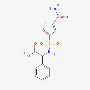 molecular formula C13H12N2O5S2 B5592207 2-[(5-Carbamoylthiophen-3-yl)sulfonylamino]-2-phenylacetic acid 