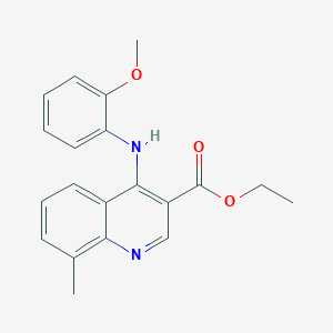 molecular formula C20H20N2O3 B5592772 Ethyl 4-[(2-methoxyphenyl)amino]-8-methylquinoline-3-carboxylate 