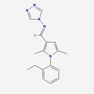 molecular formula C17H19N5 B5592817 N-{(E)-[1-(2-ethylphenyl)-2,5-dimethyl-1H-pyrrol-3-yl]methylidene}-4H-1,2,4-triazol-4-amine 