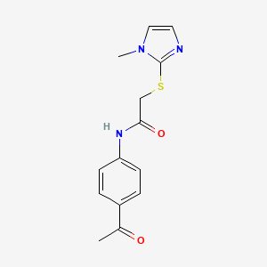 molecular formula C14H15N3O2S B5593179 N-(4-acetylphenyl)-2-[(1-methyl-1H-imidazol-2-yl)sulfanyl]acetamide 