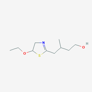 molecular formula C10H19NO2S B055932 4-(5-Ethoxy-4,5-dihydro-1,3-thiazol-2-yl)-3-methylbutan-1-ol CAS No. 121694-03-9