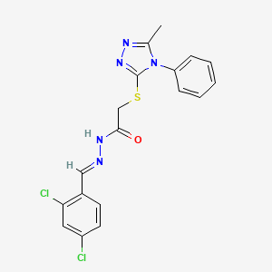 molecular formula C18H15Cl2N5OS B5593292 N-[(E)-(2,4-dichlorophenyl)methylideneamino]-2-[(5-methyl-4-phenyl-1,2,4-triazol-3-yl)sulfanyl]acetamide 