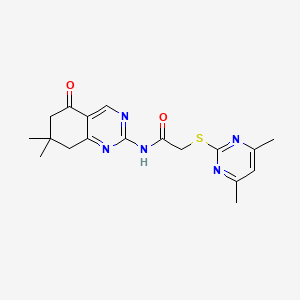 molecular formula C18H21N5O2S B5593299 N-(7,7-dimethyl-5-oxo-5,6,7,8-tetrahydroquinazolin-2-yl)-2-[(4,6-dimethylpyrimidin-2-yl)sulfanyl]acetamide 