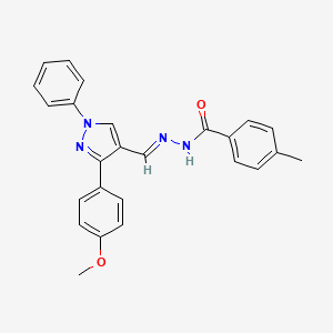 molecular formula C25H22N4O2 B5593714 N-[(E)-[3-(4-methoxyphenyl)-1-phenylpyrazol-4-yl]methylideneamino]-4-methylbenzamide 