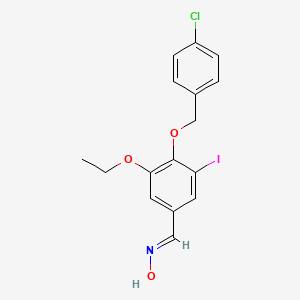 molecular formula C16H15ClINO3 B5594166 (NE)-N-[[4-[(4-chlorophenyl)methoxy]-3-ethoxy-5-iodophenyl]methylidene]hydroxylamine 