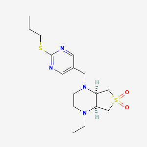 molecular formula C16H26N4O2S2 B5594191 (4aR,7aS)-1-ethyl-4-[(2-propylsulfanylpyrimidin-5-yl)methyl]-2,3,4a,5,7,7a-hexahydrothieno[3,4-b]pyrazine 6,6-dioxide 