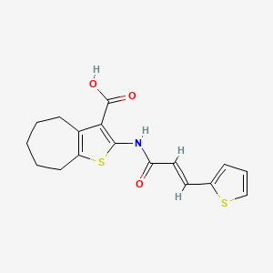 molecular formula C17H17NO3S2 B5594234 2-[[(E)-3-thiophen-2-ylprop-2-enoyl]amino]-5,6,7,8-tetrahydro-4H-cyclohepta[b]thiophene-3-carboxylic acid 