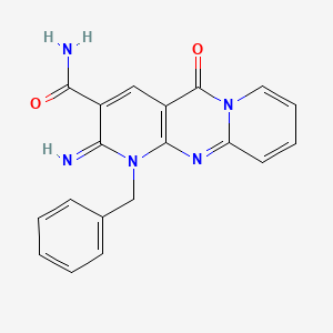 molecular formula C19H15N5O2 B5594270 7-benzyl-6-imino-2-oxo-1,7,9-triazatricyclo[8.4.0.03,8]tetradeca-3(8),4,9,11,13-pentaene-5-carboxamide 