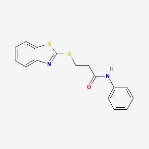 molecular formula C16H14N2OS2 B5594332 3-(1,3-benzothiazol-2-ylsulfanyl)-N-phenylpropanamide 