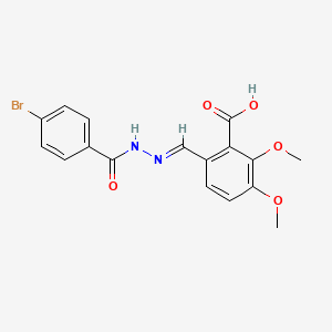 molecular formula C17H15BrN2O5 B5594940 6-[(E)-{[(4-Bromophenyl)formamido]imino}methyl]-2,3-dimethoxybenzoic acid 