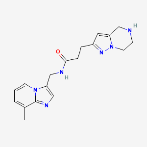 molecular formula C18H22N6O B5595058 N-[(8-methylimidazo[1,2-a]pyridin-3-yl)methyl]-3-(4,5,6,7-tetrahydropyrazolo[1,5-a]pyrazin-2-yl)propanamide dihydrochloride 