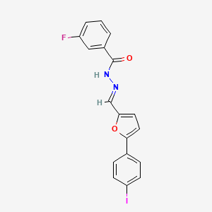 molecular formula C18H12FIN2O2 B5595112 3-fluoro-N-[(E)-[5-(4-iodophenyl)furan-2-yl]methylideneamino]benzamide 