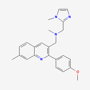 molecular formula C24H26N4O B5595133 1-[2-(4-methoxyphenyl)-7-methyl-3-quinolinyl]-N-methyl-N-[(1-methyl-1H-imidazol-2-yl)methyl]methanamine 