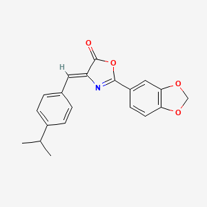 molecular formula C20H17NO4 B5595153 (4Z)-2-(2H-1,3-BENZODIOXOL-5-YL)-4-{[4-(PROPAN-2-YL)PHENYL]METHYLIDENE}-4,5-DIHYDRO-1,3-OXAZOL-5-ONE 
