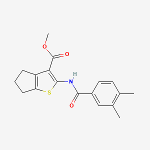 molecular formula C18H19NO3S B5595178 METHYL 2-(3,4-DIMETHYLBENZAMIDO)-4H,5H,6H-CYCLOPENTA[B]THIOPHENE-3-CARBOXYLATE 