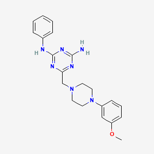 molecular formula C21H25N7O B5595194 6-{[4-(3-methoxyphenyl)piperazin-1-yl]methyl}-N-phenyl-1,3,5-triazine-2,4-diamine 