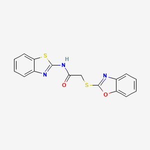 molecular formula C16H11N3O2S2 B5595211 N-(1,3-benzothiazol-2-yl)-2-(1,3-benzoxazol-2-ylsulfanyl)acetamide 