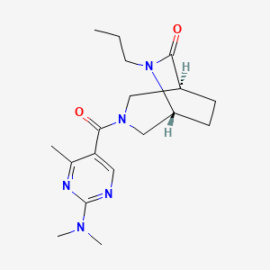 molecular formula C18H27N5O2 B5595227 (1S,5R)-3-[2-(dimethylamino)-4-methylpyrimidine-5-carbonyl]-6-propyl-3,6-diazabicyclo[3.2.2]nonan-7-one 