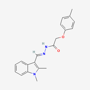 molecular formula C20H21N3O2 B5595351 N'-[(E)-(1,2-dimethyl-1H-indol-3-yl)methylidene]-2-(4-methylphenoxy)acetohydrazide 