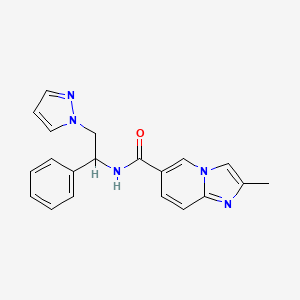molecular formula C20H19N5O B5595475 2-methyl-N-[1-phenyl-2-(1H-pyrazol-1-yl)ethyl]imidazo[1,2-a]pyridine-6-carboxamide 