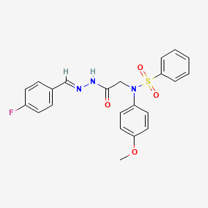 molecular formula C22H20FN3O4S B5595502 N-({N'-[(E)-(4-FLUOROPHENYL)METHYLIDENE]HYDRAZINECARBONYL}METHYL)-N-(4-METHOXYPHENYL)BENZENESULFONAMIDE 