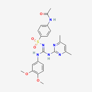 molecular formula C23H26N6O5S B5595629 N-(4-{[(E)-{[N-(3,4-DIMETHOXYPHENYL)AMINO][N'-(4,6-DIMETHYLPYRIMIDIN-2-YL)AMINO]METHYLIDENE}AMINO]SULFONYL}PHENYL)ACETAMIDE 