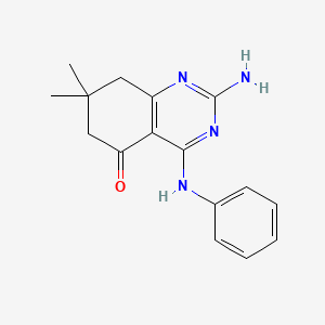 molecular formula C16H18N4O B5595669 2-Amino-7,7-dimethyl-4-(phenylamino)-6,7,8-trihydroquinazolin-5-one 